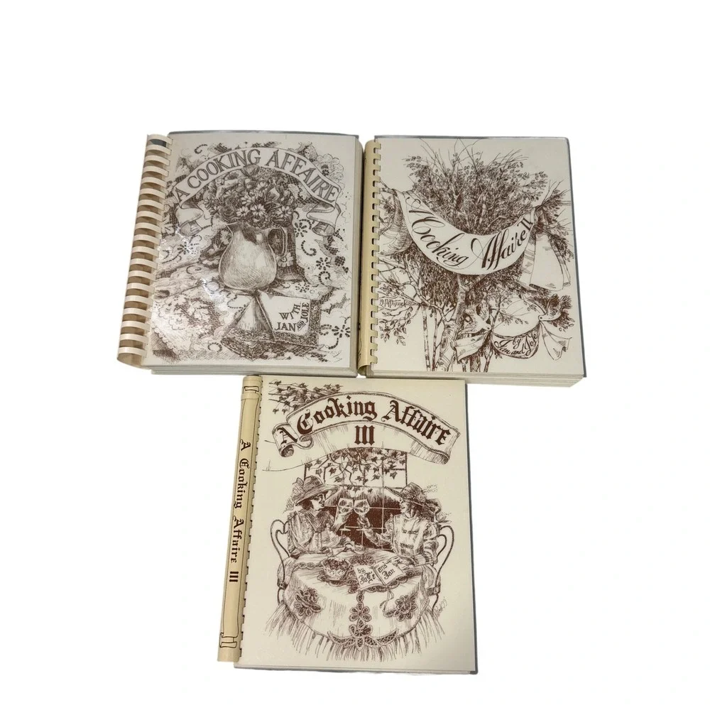 A Cooking Affaire Cookbook Set Volumes I II III Jan and Jole Spiral Bound 3pc